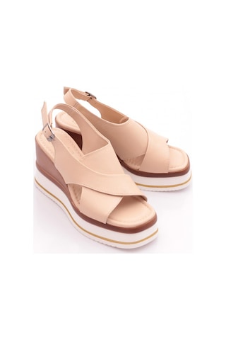 Dgn 722-24170 Kadin Mega Kalin Taban Sandalet Bej