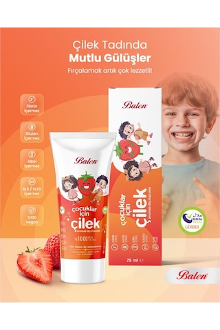 Balen Çocuklar İçin Doğal Çilek Özlü Diş Macunu 75 Ml