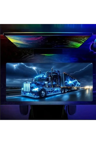 Sge Teknoloji 90x40 Cm Neon Tır Temalı Kaydırmaz Taban Speed Yüzey Oyuncu Mouse Pad Gaming