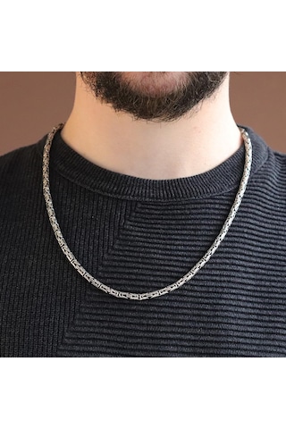 Kral Modeli 60cm 4mm Gümüş Zincir Gümüş