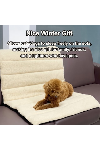 Moveevo Kedi/köpek Termal Kuzu Yünü Yatağı - Ev & Araç İçin Kaydırmaz Tabanlı Sıcak Ped