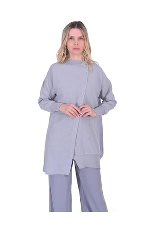 İnvee Asimetrik Gömlek Gri 6122