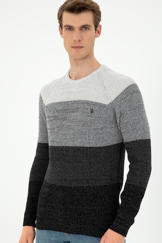 U.S. Polo Assn. Erkek Slim Fit Bisiklet Yaka Antrasit Melanj Kazak 50293017-VR081