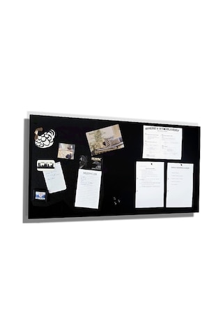 Mıknatıslı Pano , Siyah Dekoratif Metal Magnet Panosu 75X35 Cm
