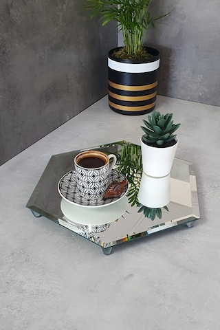 Decorita Altıgen Ayna Söz-Nişan Sunum Tepsisi