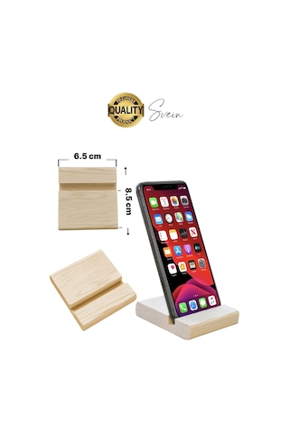 Doğal Masaüstü Ahşap Cep Telefonu Ve Tablet Standı Natural Görünüm Şık iPhone Android Apple Uyumlu iOS