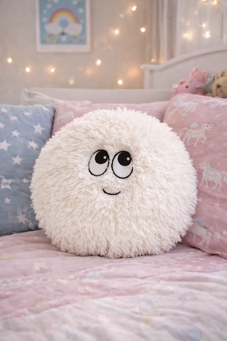 Merty Avm Peluş Yastık 35cm Yumuşak Dekoratif Yastık Çocuk Genç Odası Süs Yastığı 001 - Beyaz