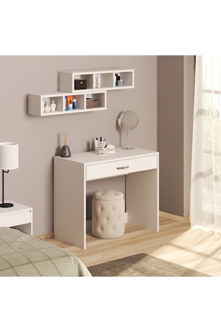 Arya Novella Raflı Ve Çekmeceli Beyaz Makyaj Masası/dresuar/calış