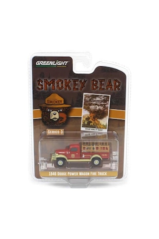 Greenlight Smokey Bear Series 3- 1946 Dodge Power Wagon Fire Truck 1/64 Model Araba