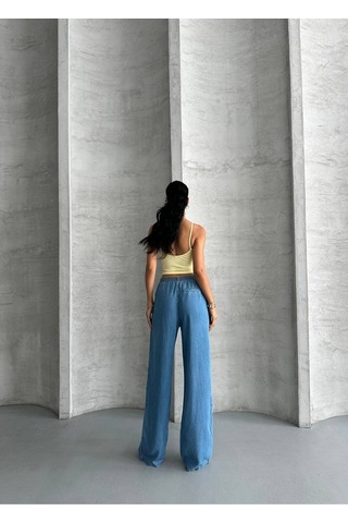 Zdnjeans Düğme/toka Detaylı Bol Paça Kot Pantolon Mavi