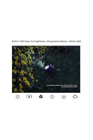 Yunboo Dış Mekan Gölge Lambası, Güneş Enerjili Taş Desenli Bahçe Aydınlatması, Led Isı Ve Beyaz Işık, Su Geçirmez, Pvc Malzeme