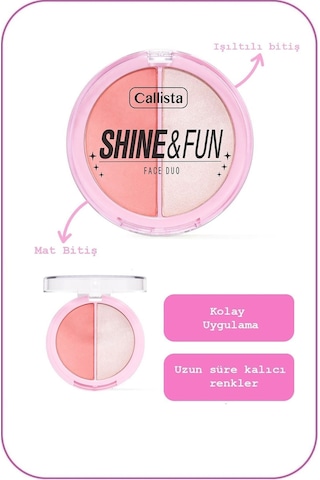 Callista Shine & Fun Face Duo Toz Allık Ve Aydınlatıcı Palet - 110 Party Gang