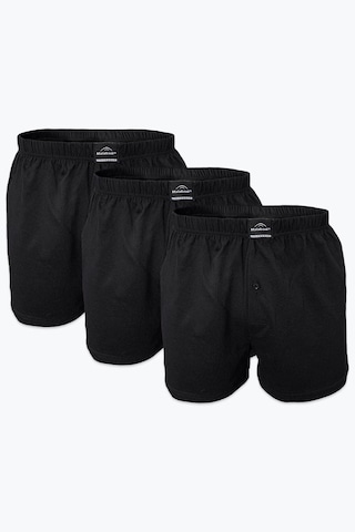 Malabadi Erkek Siyah 3 Lü Paket Geniş Kalıp Büyük Beden Boxer %100 Pamuk Battal Boy 3m024 Siyah