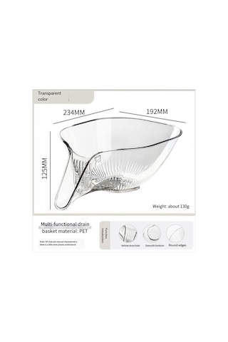 Xurunkeji Mutfak Lavabosu İçin Tahliye Sepeti Hunisi, Çok Fonksiyonlu Tahliye Sepeti Sebze Yıkama Sepeti Kuru Ve Islak Ayırma Şeffaf