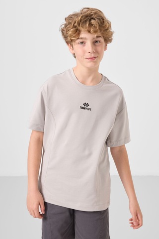 Taş-antrasit Pamuklu Oversize Fit Dokuma Hafif Esnek Chino Erkek Çocuk Şort Takım - 11276 Taş