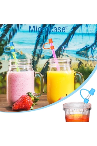 Microcase Yeti Ve Stanley Termoslar İçin Esnek Silikon Pipet Ucu Koruma Kılıfı 8mm-al4950 Toz Pembe