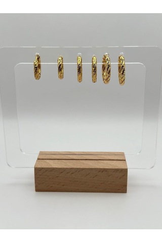 Arnes Jewelry Çelik Halka 3 Çift Set Küpe Ar456nes Gold