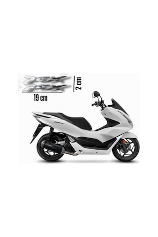 Pcx Amblem Logo 3d Sticker Yazı 2 Adet Set Gümüş Gri Renk Gümüş