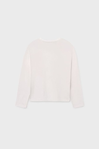 Unisex Çocuk Normal Kalıp Uzun Kollu Baskılı T-shirt - Krem YESIL