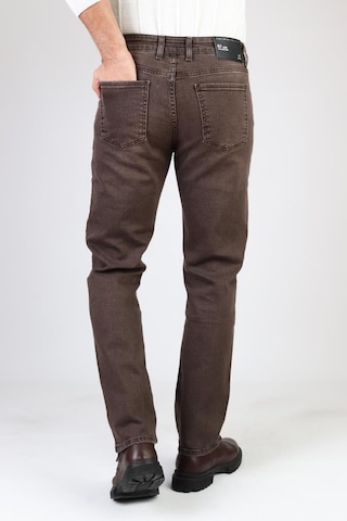 HLT Jeans Erkek Kahverengi Regular Fit Rahat Kesim Esnek Likralı Denim Jeans Kot Pantolon 001