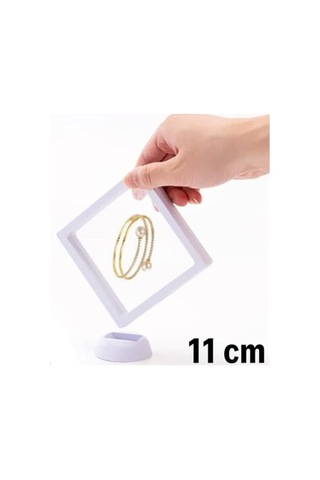 Bakgelal 11 X 11 Cm Standlı 3d Takı Ziynet Hatıra Koleksiyon Saklama Kutusu Şeffaf Film Çerçevesi Açık Bej