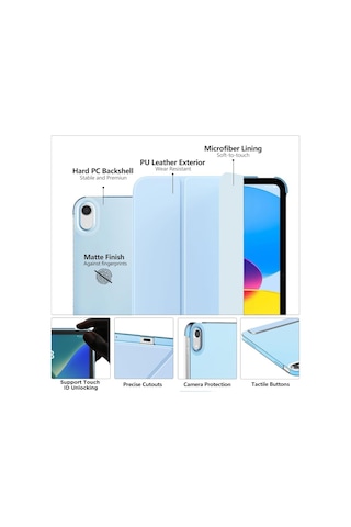 Apple Uyumlu iPad 11.nesil A16 11inç/10.nesil 10.9inç Kılıf Flip Smart Cover Uyku Modlu Akıllı Case Kapaklı Kılıf