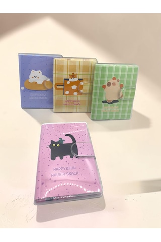 Happy & Fun Kedi A7 Not Defteri , Çıt Çıtlı Cep Defteri - Pembe