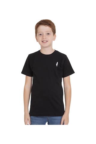 Zaytoon Unisex Çocuk Kısa Kollu Yan Dolu Filistin Haritası Nakışlı Tişört T600001 Siyah