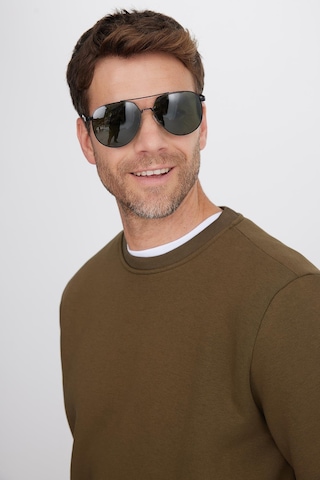 Tudors Unisex Relax Fit Rahat Kesim Pamuklu 3 İplik İçi Polarlı Yeşil Bisiklet Yaka Sweatshirt-37020 Yeşil