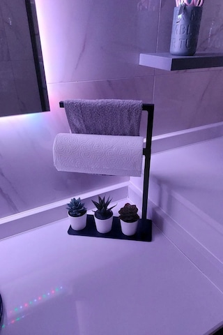 Aju Havluluk Tezgah Üzeri Kağıt Havluluk Mutfak Banyo Düzenleyici Metal Tasarım Montaj Gerektirmez Siyah Siyah