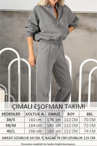 Neşeli Butik Kadın Penye 3 İplik Şardonlu Kumaş Eşofman Takımı Gts022 - Antrasit Antrasit