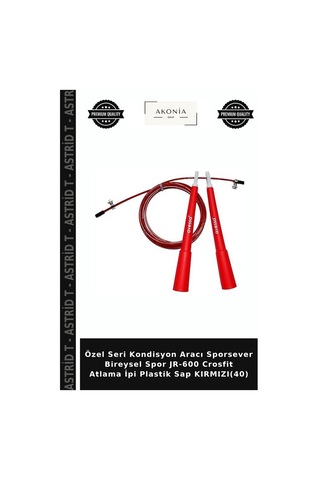 Özel Seri Kondisyon Aracı Sporsever Bireysel Spor Jr-600 Crosfit Atlama İpi Plastik Sap Kırmızı 40
