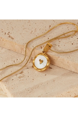 Sones Opk Gx2425 Paslanmaz Çelik Yuvarlak Kalp Kolye Mizaç Köprücük Kemiği Zinciri