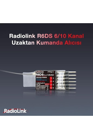 Radiolink R6ds 10 Kanal Uzaktan Kumanda Alıcısı Receiver Pwm+ppm&s-bus At9&at9s&at10&at10ıı İle Uyumludur