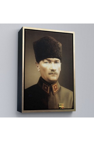 Çerçeveli Atatürk Portre Tablosu Mustafa Kemal Atatürk Dikdörtgen Dekoratif Kanvas Tablo-61