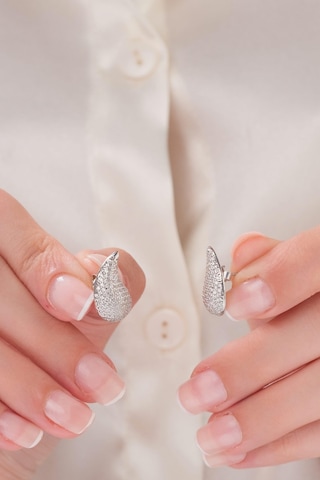 Tmt Silver 925 Ayar Gümüş Göz Yaşı Damlası Zirkon Taşlı Küpe