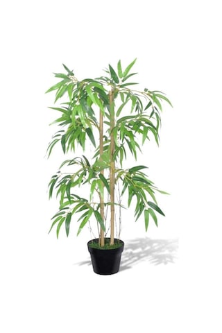 Yapay Ağaç Bambu Ağacı 2 Gövdeli Çalılı 90X70Cm Siyah Plastik Sak