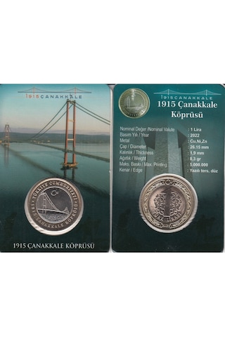 Çanakkale Köprüsü 1915, 1 Lira 2022 Hatıra Para Ve Kiti