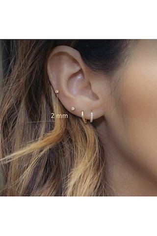 Tektaş Cerrahi Çelik Piercing Tragus Helix Kıkırdak Conch Gold Renk 6 Mm 2 Adet Altın