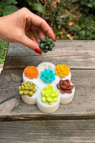 Rufus Concept Kaktüs Mini Yedili Silikon Mum Kalıbı Genel