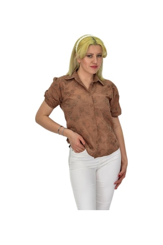 Kadın Brodeli Kısa Kol Bluz Bgl-st0371 001