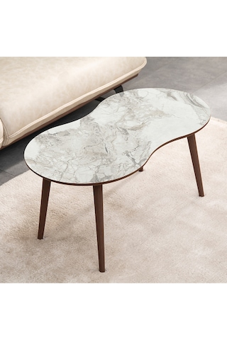 Vovvahome Moon Mdf Ahşap Orta Sehpa - Beyaz Mermer