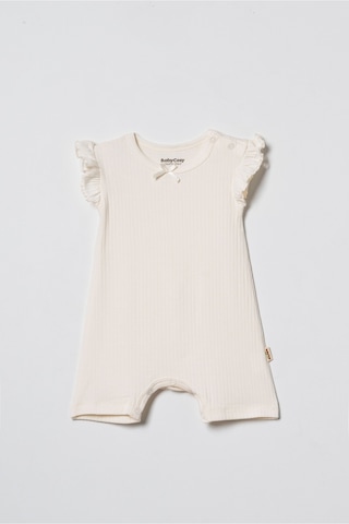 Babycosy Organic Wear %100 Organik Pamuk,2 Li Kız Bebek Tulum,fırfırlı Kısa Kol,yazlık Tulum Set,0-24 Ay,bebek Serisi Ekru