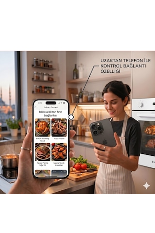 Hoover Leone HO3158W + HHW6LMX/TK + HDG6C1GWTK Telefon Bağlantılı Beyaz Ankastre Set