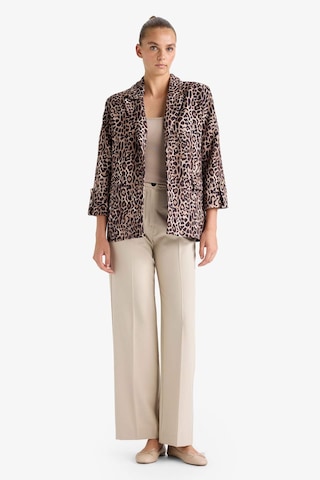Defacto Loose Fit Ceket Yaka Leopar Desenli Blazer Ceket E1483ax25aubn225 Kahve