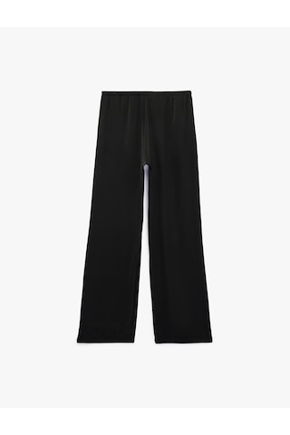 Koton Aerobin Kumaş Straight Fit Cepli Düz Geniş Paça Saten Pantolon Siyah 6sak40384pw