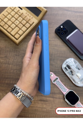 Apple iPhone 13 Pro Max Uyumlu Kamera Korumalı Darbeye Dayanıklı Renk Atmayan Keep Silikon Kılıf Mavi