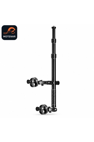 Motenar Motosiklet Stick Kamera Aparatı Çift Kelepçeli Siyah