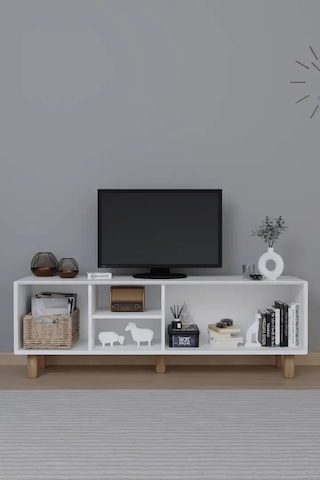 Bohem Serisi Natura Mat Beyaz Tv Ünitesi Beyaz