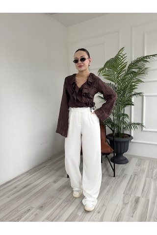 Keymoda Kadın Pantolon Ekru Rengi Ekru